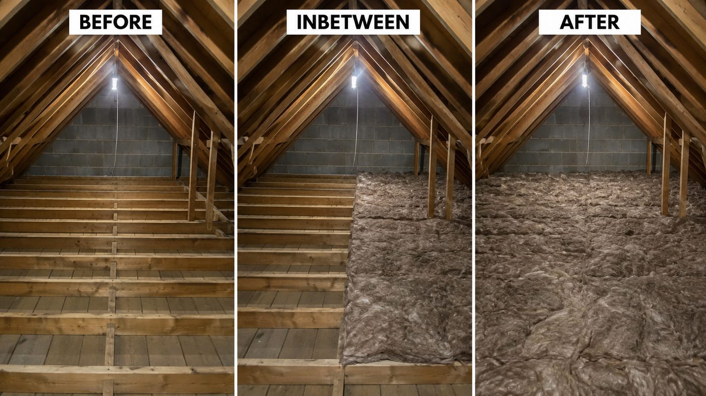 Completed Knauf mineral wool loft insulation in Ealing, London